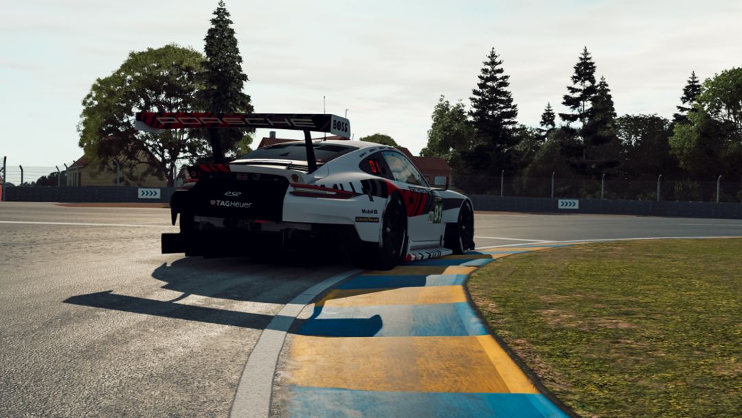 Two Porsche 911 RSR on the podium at the virtual 24 Hours of Le Mans